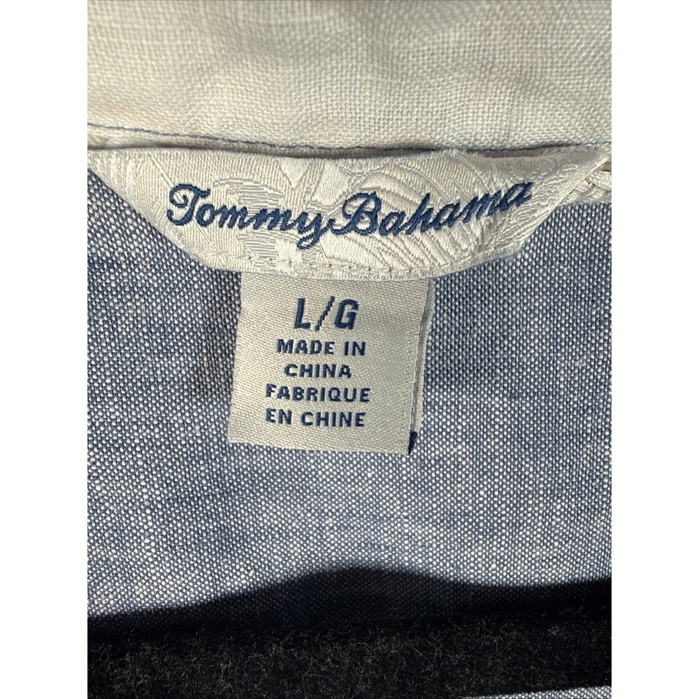 Tommy Bahama Linen Button Dress Size Large Light Blue Sleeveless w/‎ Tie Pockets - Picture 4 of 7